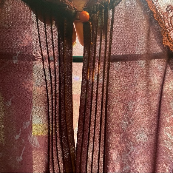 Vintage Patty O’Neil purple Embellished Pleated Gown with Long Bishop Sl… - Picture 10 of 16